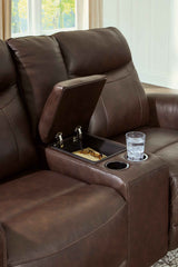 Gravier Cordova Power Reclining Loveseat with Console by Ashley at Eve Furniture