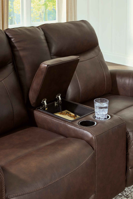 Gravier Cordova Power Reclining Loveseat with Console by Ashley at Eve Furniture