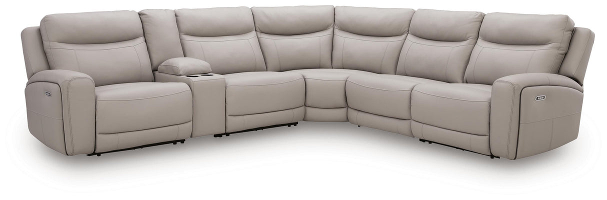 Gravier Gray 6-Piece Power Reclining Sectional with Storage Console