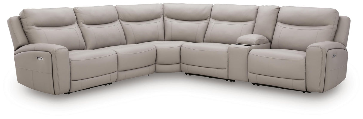 Gravier Gray 6-Piece Power Reclining Sectional with Storage Console