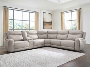 Gravier Gray 6-Piece Power Reclining Sectional with Storage Console by Ashley at Eve Furniture