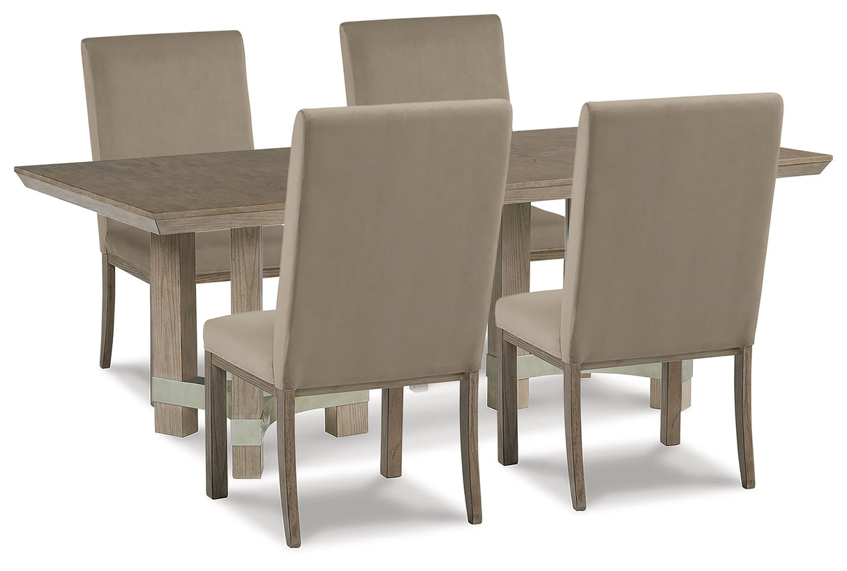 Chrestner Gray Dining Table and 4 Chairs