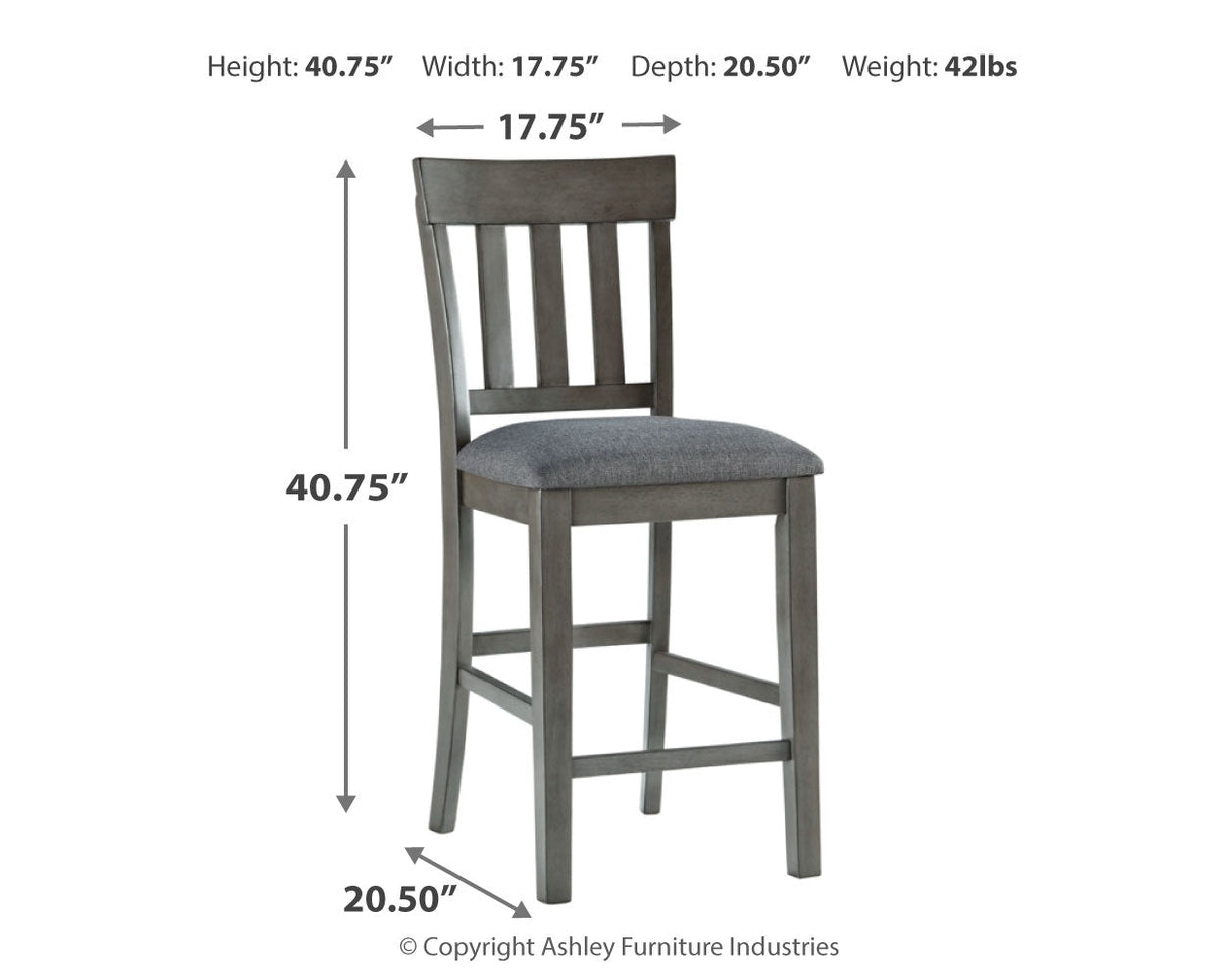 Hallanden Gray Counter Height Dining Table and 6 Barstools with Server