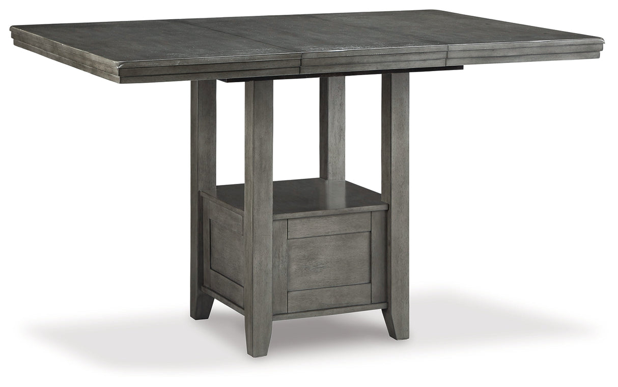 Hallanden Gray Counter Height Dining Table and 6 Barstools with Server