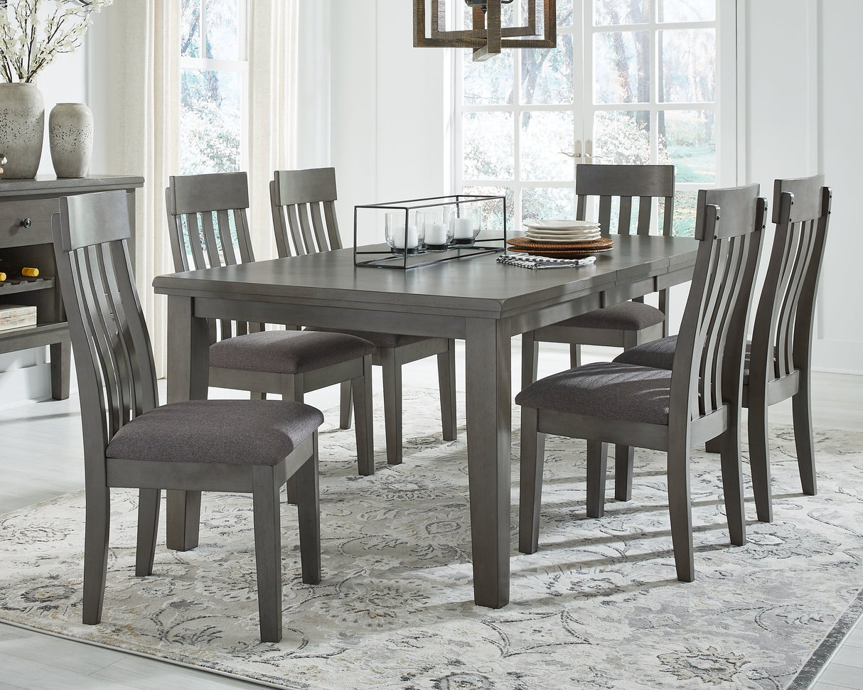 Hallanden Gray Dining Table and 6 Chairs with Server