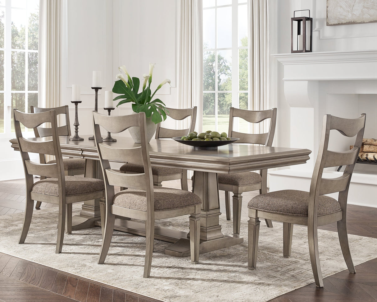 Lexorne Gray Dining Table and 6 Chairs