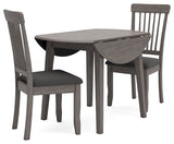 Shullden Gray Dining Table and 2 Chairs