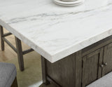 Grayson 6 Piece White Marble Top Counter Set(Counter Table, Counter Bench & 4 Counter Chairs)