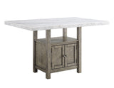 Grayson 6 Piece White Marble Top Counter Set(Counter Table, Counter Bench & 4 Counter Chairs)