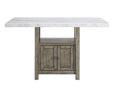 Grayson 6 Piece White Marble Top Counter Set(Counter Table, Counter Bench & 4 Counter Chairs)