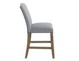 Grayson Gray 24″ Counter Stool, Upholstered with Nailhead by Steve Silver at Eve Furniture