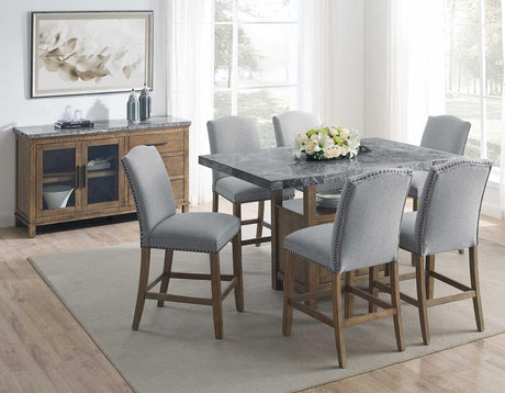Grayson Gray 24″ Counter Stool, Upholstered with Nailhead by Steve Silver at Eve Furniture