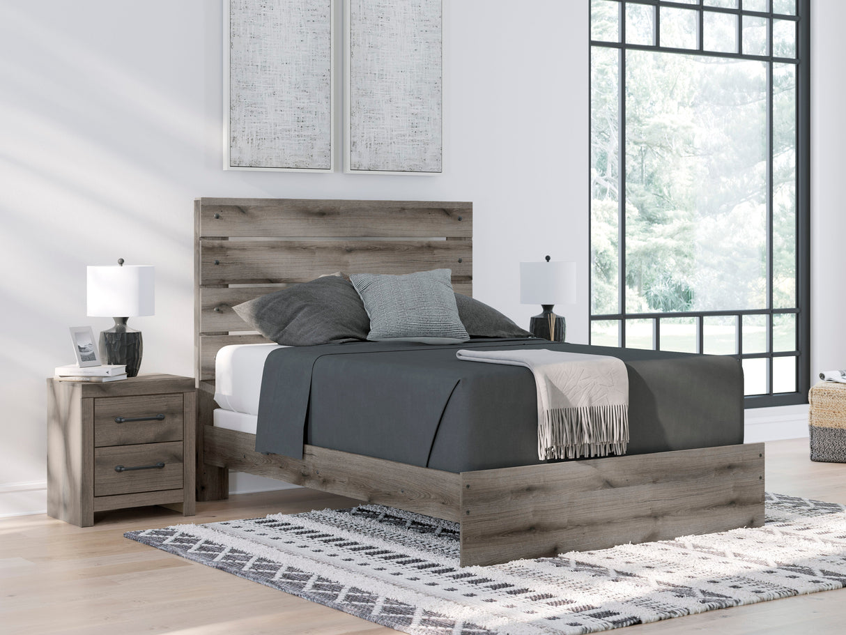Graystorm Brown Gray Panel Storage Bedroom Set with 2 One-Side Drawers by Ashley at Eve Furniture