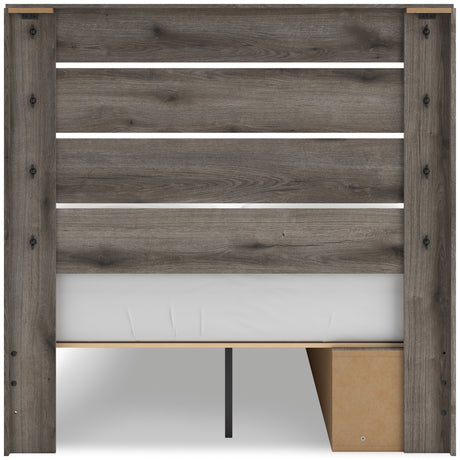 Graystorm Brown Gray Panel Storage Bedroom Set with 2 One-Side Drawers by Ashley at Eve Furniture
