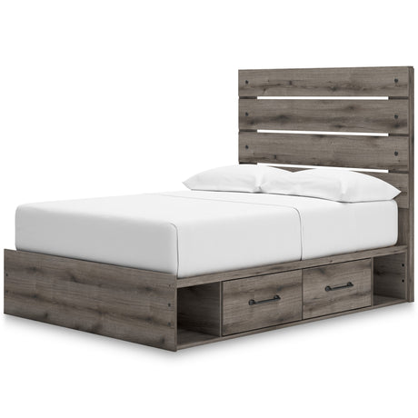Graystorm Brown Gray Storage Panel Bedroom Set with 4 Side Drawers by Ashley at Eve Furniture