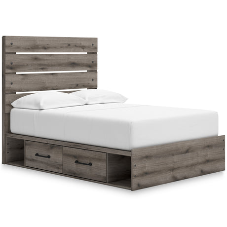 Graystorm Brown Gray Storage Panel Bedroom Set with 4 Side Drawers by Ashley at Eve Furniture