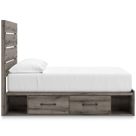 Graystorm Brown Gray Storage Panel Bedroom Set with 4 Side Drawers by Ashley at Eve Furniture