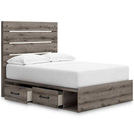 Graystorm Brown Gray Storage Panel Bedroom Set with 4 Side Drawers by Ashley at Eve Furniture