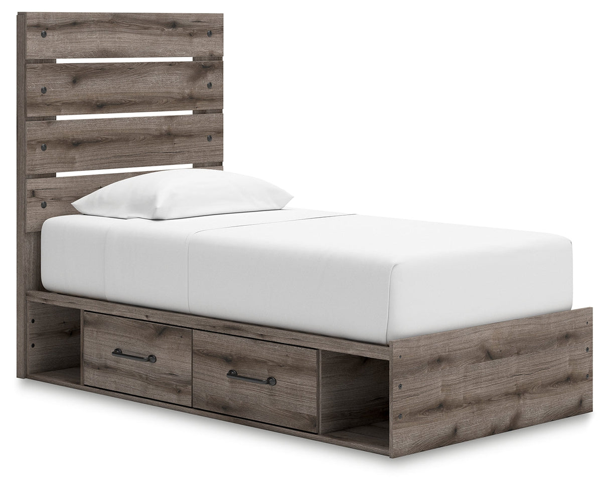 Graystorm Brown Gray Twin Storage Platform Bed with 4 Drawers by Ashley at Eve Furniture