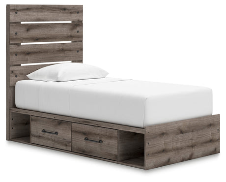 Graystorm Brown Gray Twin Storage Platform Bed with 4 Drawers by Ashley at Eve Furniture