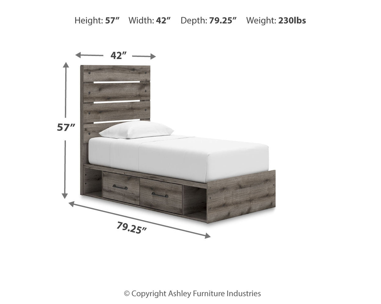 Graystorm Brown Gray Twin Storage Platform Bed with 4 Drawers by Ashley at Eve Furniture