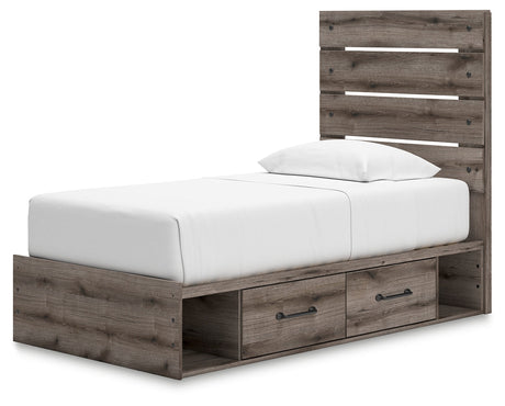 Graystorm Brown Gray Twin Storage Platform Bed with 4 Drawers by Ashley at Eve Furniture
