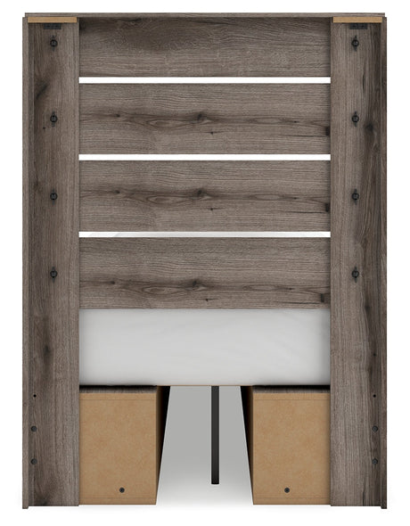 Graystorm Brown Gray Twin Storage Platform Bed with 4 Drawers by Ashley at Eve Furniture