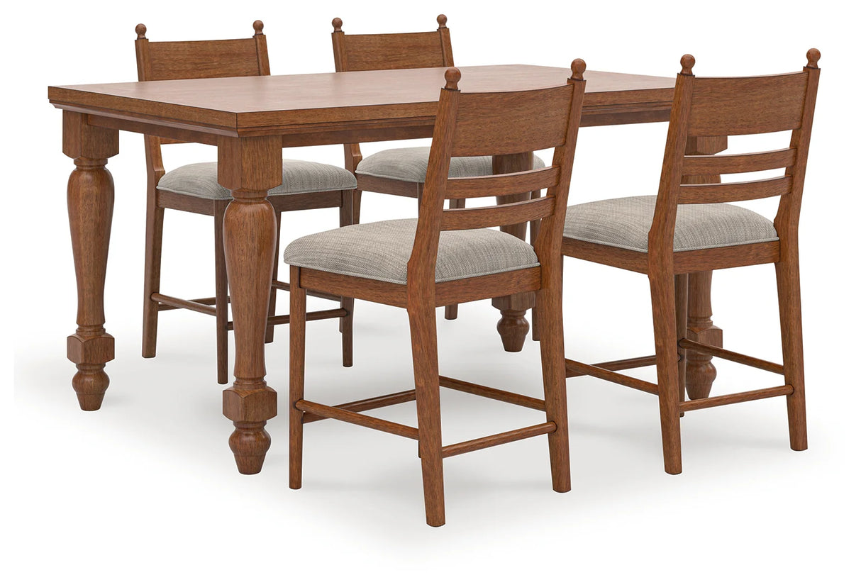 Greddinton Brown Counter Height Dining Table and 4 Barstools by Ashley at Eve Furniture