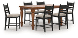 Greddinton Brown Counter Height Dining Table and 6 Barstools by Ashley at Eve Furniture