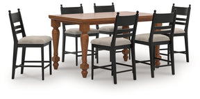 Greddinton Brown Counter Height Dining Table and 6 Barstools by Ashley at Eve Furniture