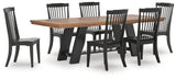 Greddinton Brown/Black Dining Table with 6 Chairs by Ashley at Eve Furniture