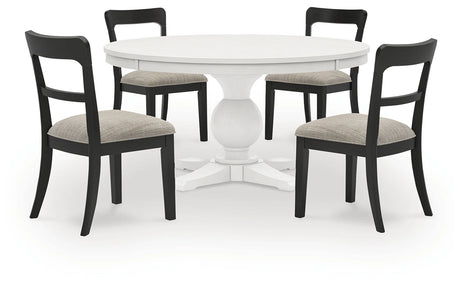 Greddinton White Dining Table and 4 Black Chairs by Ashley at Eve Furniture