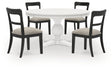 Greddinton White Dining Table and 4 Black Chairs by Ashley at Eve Furniture