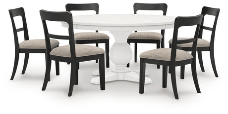 Greddinton White Dining Table with 6 Black Chairs by Ashley at Eve Furniture