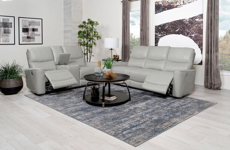 Greenfield Dove Grey 2-Piece Power Reclining Sofa Set by Coaster at Eve Furniture
