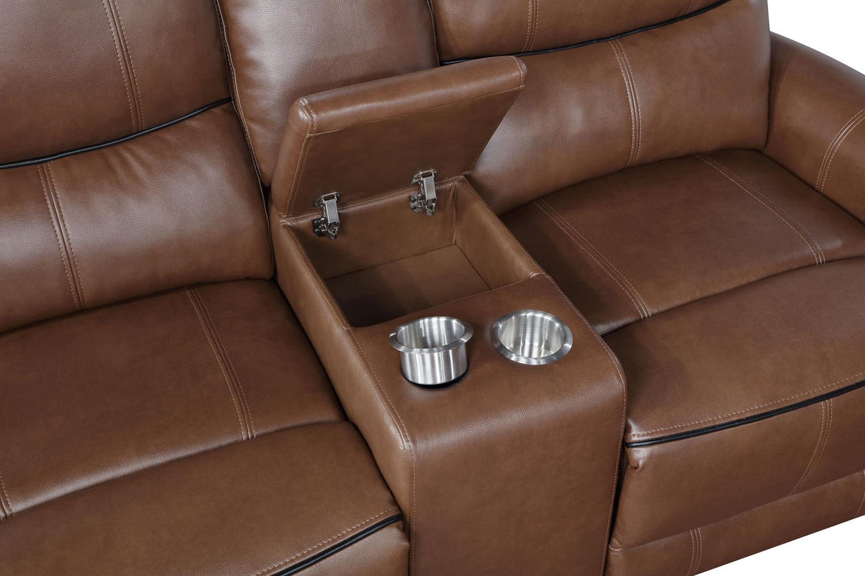Greenfield Saddle Brown 2-Piece Upholstered Power Reclining Set by Coaster at Eve Furniture