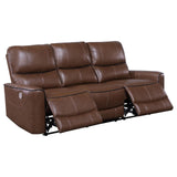 Greenfield Saddle Brown 2-Piece Upholstered Power Reclining Set by Coaster at Eve Furniture