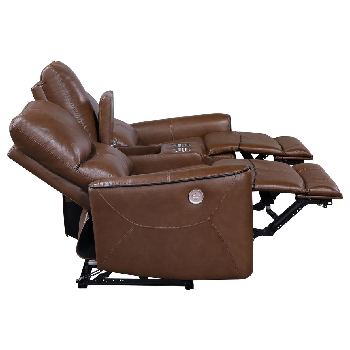 Greenfield Saddle Brown 2-Piece Upholstered Power Reclining Set by Coaster at Eve Furniture