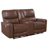 Greenfield Saddle Brown 2-Piece Upholstered Power Reclining Set by Coaster at Eve Furniture