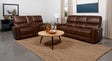 Greenfield Saddle Brown 2-Piece Upholstered Power Reclining Set by Coaster at Eve Furniture