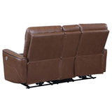 Greenfield Saddle Brown 3-Piece Upholstered Power Reclining Set by Coaster at Eve Furniture
