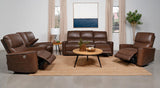 Greenfield Saddle Brown 3-Piece Upholstered Power Reclining Set by Coaster at Eve Furniture