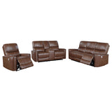 Greenfield Saddle Brown 3-Piece Upholstered Power Reclining Set by Coaster at Eve Furniture