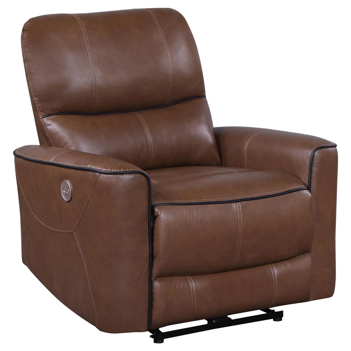 Greenfield Saddle Brown Upholstered Power Recliner Chair by Coaster at Eve Furniture