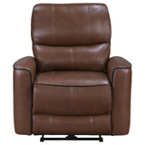 Greenfield Saddle Brown Upholstered Power Recliner Chair by Coaster at Eve Furniture