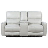 Greenfield Upholstered Power Reclining Loveseat with Console Ivory