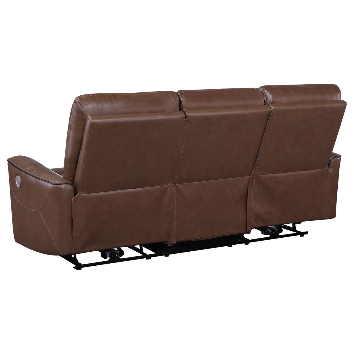 Greenfield Upholstered Power Reclining Sofa Saddle Brown