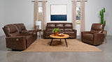 Greenfield Upholstered Power Reclining Sofa Saddle Brown by Coaster at Eve Furniture