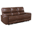 Greenfield Upholstered Power Reclining Sofa Saddle Brown by Coaster at Eve Furniture