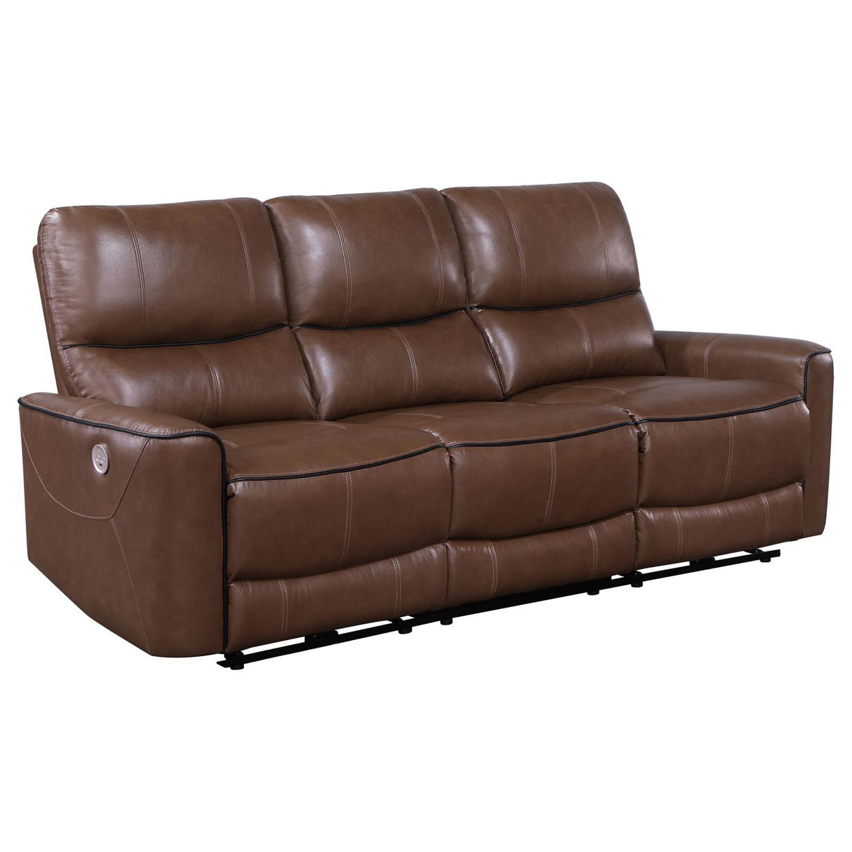 Greenfield Upholstered Power Reclining Sofa Saddle Brown by Coaster at Eve Furniture